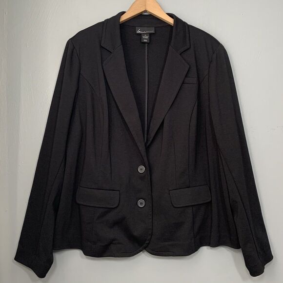 Lane Bryant Womens Size 24 Black Ponte Knit Blazer Jacket Business Career Classy - Picture 1 of 7